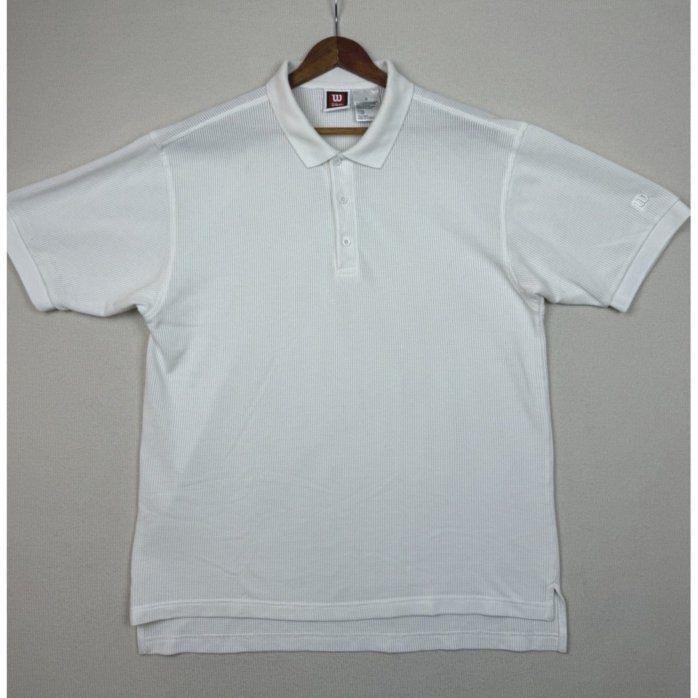 Wilson Tennis Men's Mesh Polo Shirt Hi-Lo Hem‎ XL Preppy Golf Classic Pure White